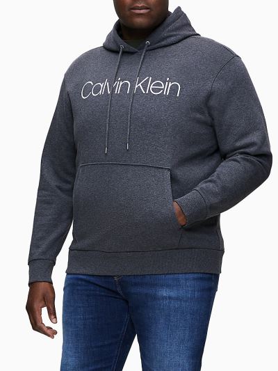Calvin Klein Ruhák HU945739 | Calvin Klein Organic Cotton Logo Férfi Kapucnis Pulóver Sötét Szürke